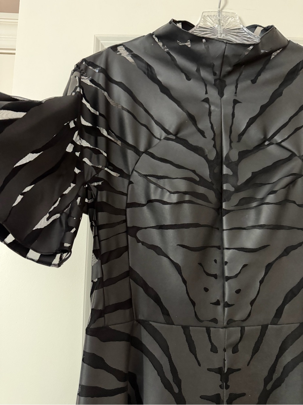 Carven Black Zebra-Print Midi Dress